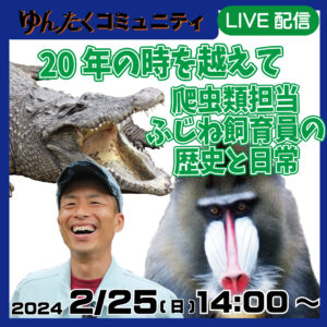 沖縄こどもの国ゆんたくコミュニティ限定配信「20年の時を超えて、爬虫類担当ふじね飼育員の歴史と日常」