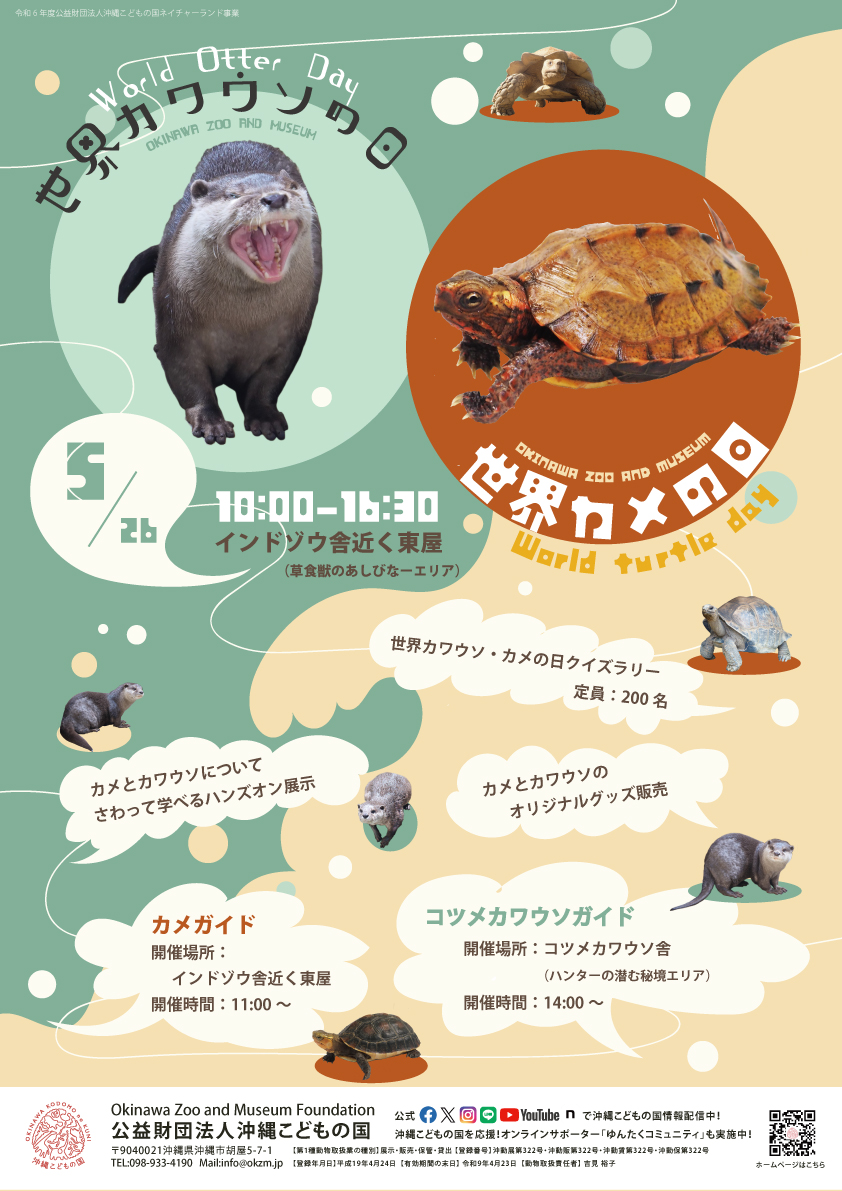世界カワウソ＆カメの日特別イベント | 沖縄こどもの国 - Okinawa Zoo