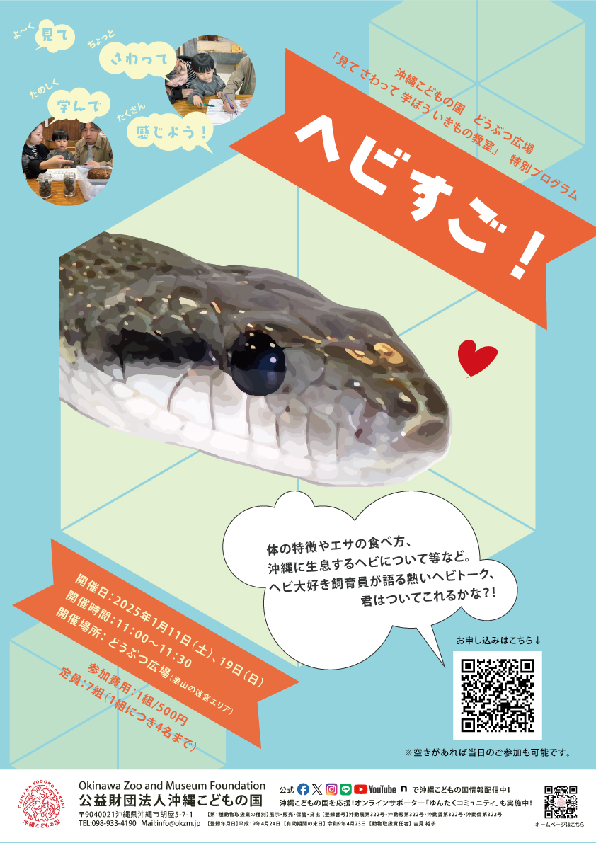 どうぶつ広場特別ワークショップ「ヘビすご」 | 沖縄こどもの国