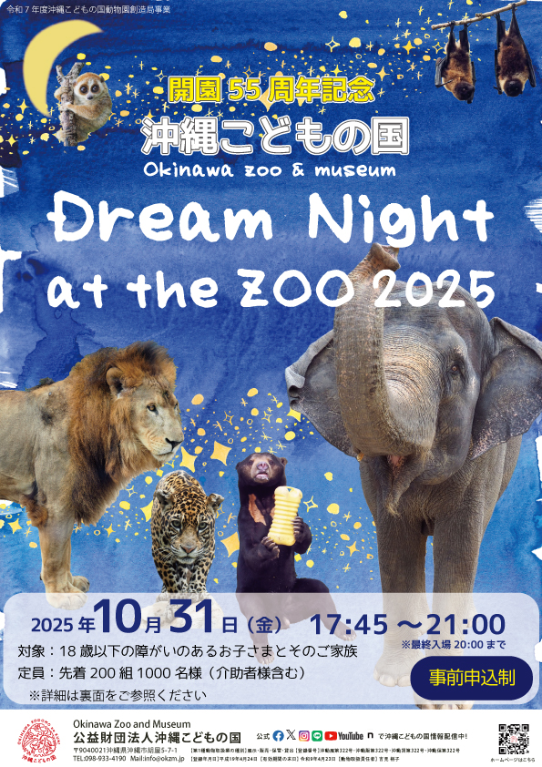 【沖縄こどもの国開園55周年記念】Dream night at the zoo 2025 in 沖縄こどもの国